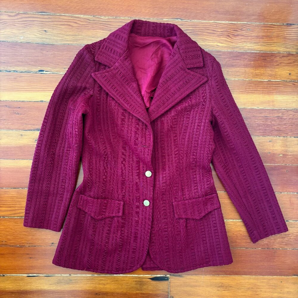 70s Vintage Western Union Made in the USA Burgundy Coat Wardrobe Maker MEDIUM
